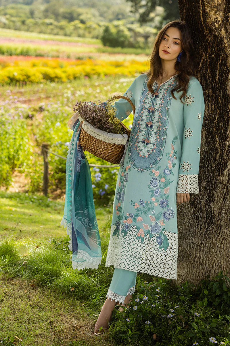 Dhanak-3PC Embroidered with Digital Printed Shawl-3363