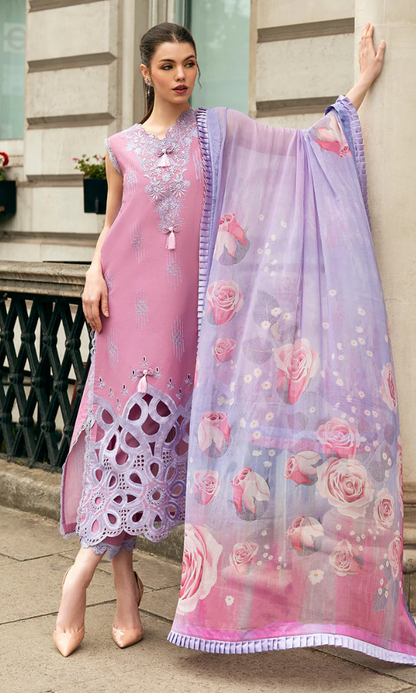 Dhanak-3PC Embroidered Shirt with Digital Printed Shawl - 662