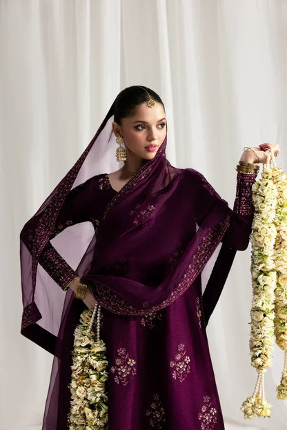 Dhanak-3PC Sequence Embroidered Shirt with Chiffon Embroidered Dupatta - 6316