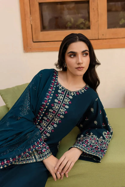 A+ 3PCS Dhanak  Embroidered Shirt with Chiffon Embroidered Dupatta Winter Collection BULM-3269