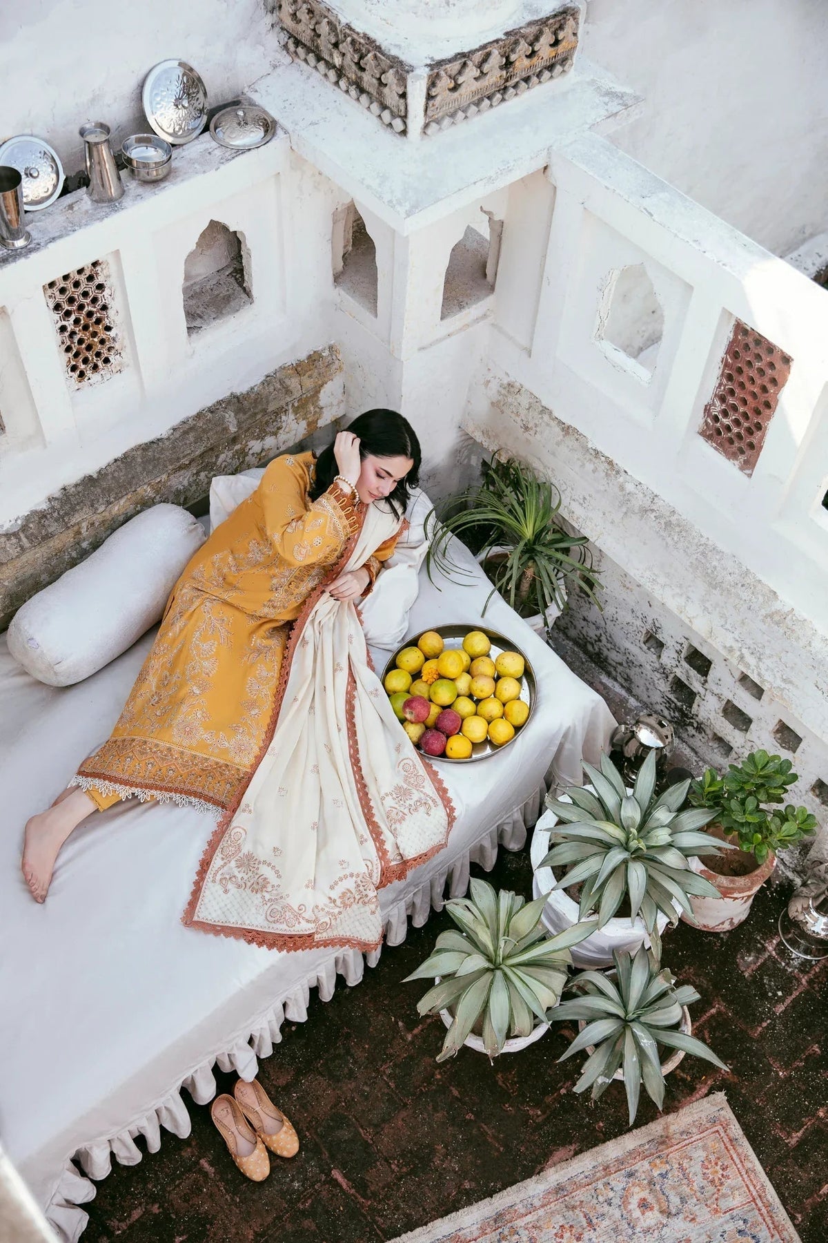 Dhanak 3PC Embroidered Shirt with Dhanak Embroidered Dupatta-3441