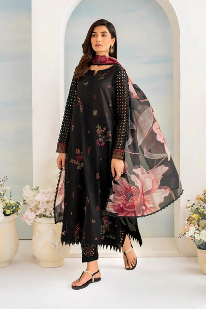 Dhanak-3PC Embroidered Shirt with Digital Printed Wool Shawl - 6074