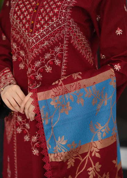Dhanak-3PC Embroidered Shirt with Digital Printed Shawl - 3527