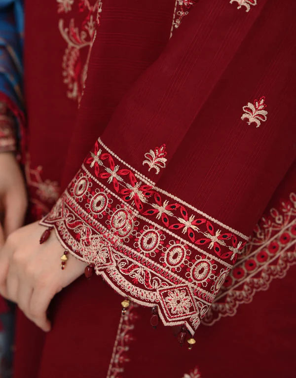 Dhanak-3PC Embroidered Shirt with Digital Printed Shawl - 3527