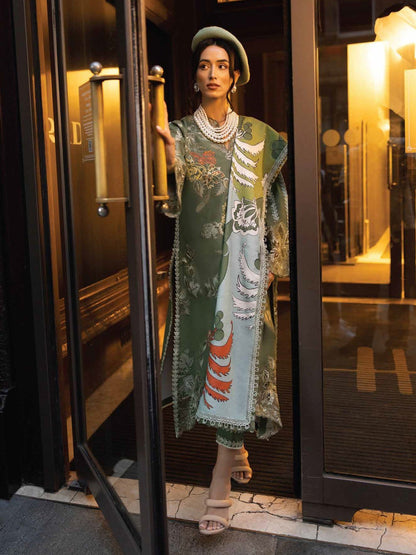 Dhanak 3PC Embroidered With Digital Printed Shawl-103