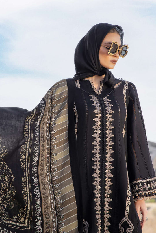 Dhanak-3PC Embroidered Shirt with Digital Printed Shawl - 3426
