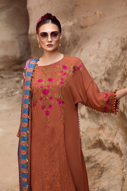 Dhanak-3PC Embroidered Shirt with Digital Printed Shawl - 3462