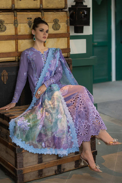 Dhanak-3PC Embroidered Shirt with Digital Printed Wool Shawl - 3291