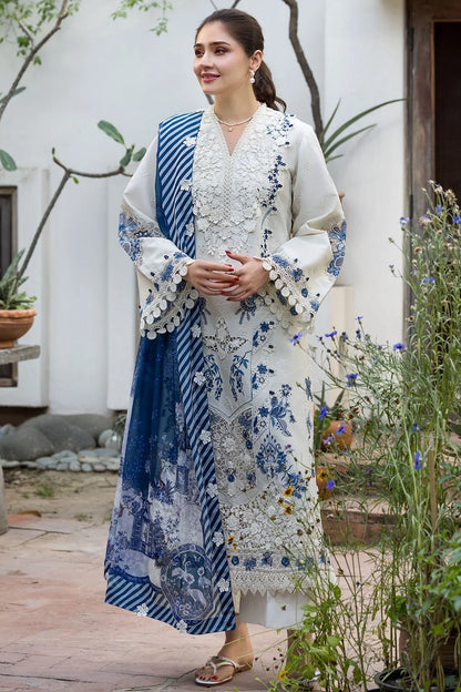 Dhanak-3PC Embroidered Shirt with Digital Printed Shawl- 6419