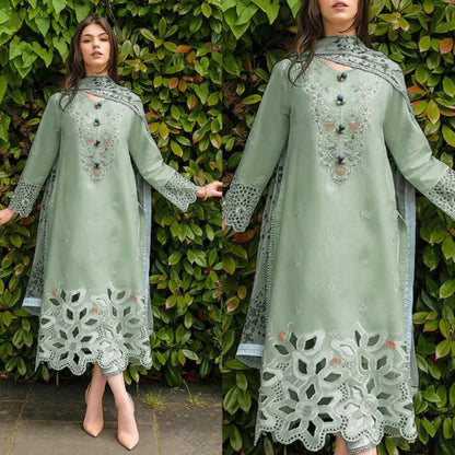 3PCS Dhanak Embroidered Shirt with Digital Printed Wool Shawl Winter Collection ULM- 323