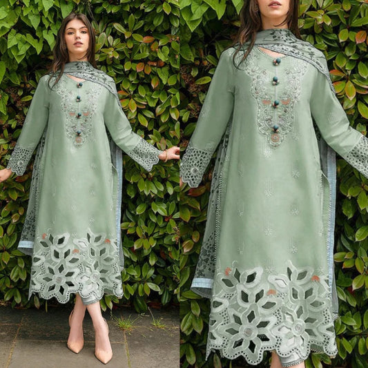 3PCS Dhanak Embroidered Shirt with Digital Printed Wool Shawl Winter Collection ULM- 323
