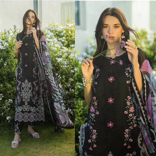 3PCS Dhanak Embroidered Shirt with Digital Printed Wool Shawl Winter Collection BULM-3355