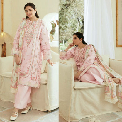 3PCS Dhanak Embroidered Shirt with Digital Printed Wool Shawl Winter Collection ULM-3193