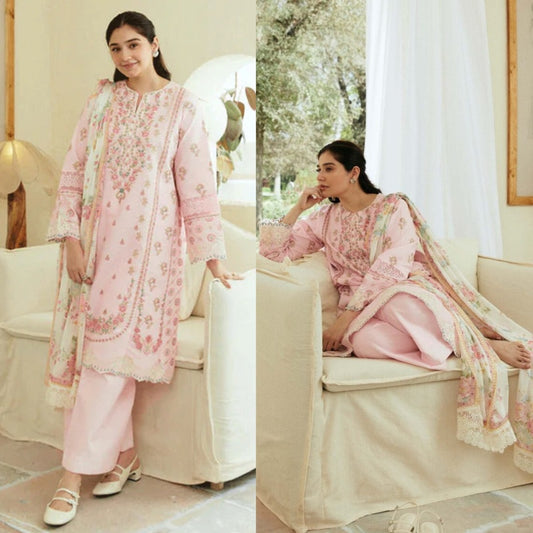 3PCS Dhanak Embroidered Shirt with Digital Printed Wool Shawl Winter Collection ULM-3193