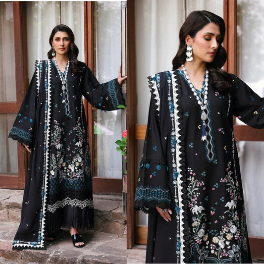 A+ 3PCS Dhanak-Embroidered Shirt with Dhanak Embroidered Dupatta Winter Collection ULM-3345