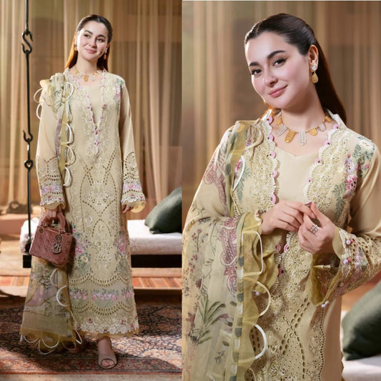 3PCS Dhanak Embroidered Shirt with Digital Printed Wool Shawl Winter Collection ULM-3333