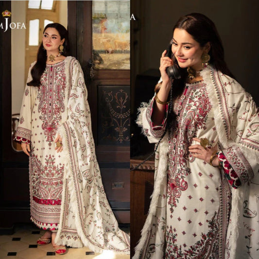 3PCS Dhanak- Embroidered Shirt with Digital Printed Wool Shawl Winter Collection ULM- 3222