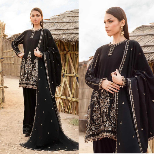 3PCS Maria B  Embroidered Shirt with Embroidered Dupatta Lawn Collection ULM-1077