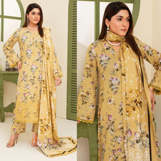 3PCS CREATION KHADDAR WITH KHADDAR PRINTED SHIRT & TROUSER Winter Collection ULM-912