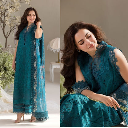 A+ 3PCS Dhanak Embroidered Shirt with Digital Printed Embroidered Dupatta Winter Collection ULM-3359