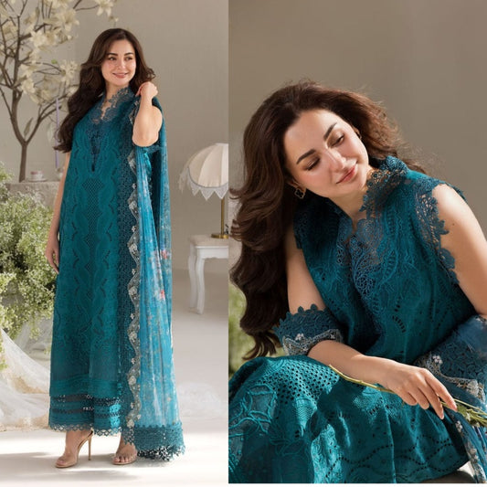 3PCS Dhanak Embroidered Shirt with Digital Printed Embroidered Dupatta Winter Collection ULM-3359