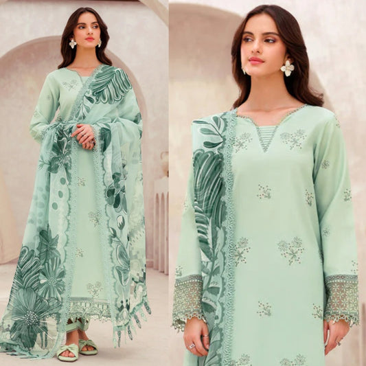 3PCS Dhanak Embroidered Shirt with Digital Printed Wool Shawl Winter Collection ULM- 3279