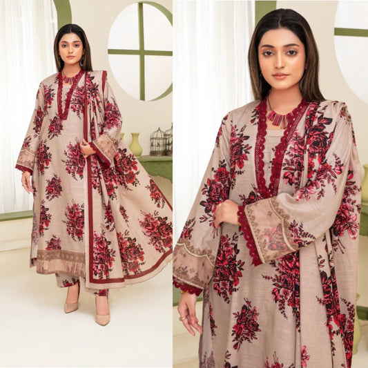 3PCS CREATION KHADDAR WITH KHADDAR PRINTED SHIRT & TROUSER Winter Collection ULM-917