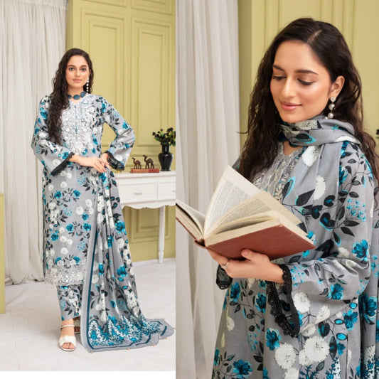 3PCS CREATION KHADDAR WITH KHADDAR PRINTED SHIRT & TROUSER Winter Collection ULM-916