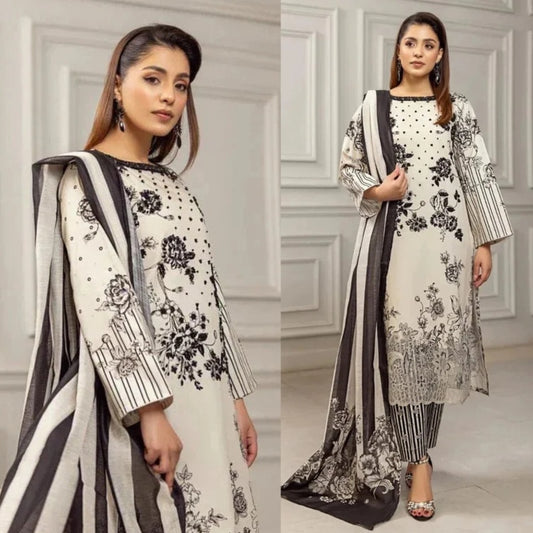 3PCS Sapphire Embroidered lawn Collection LM-91
