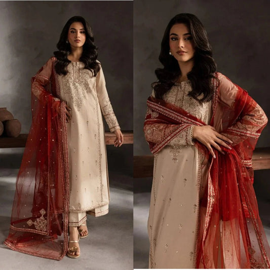 3PCS Sapphire Embroidered lawn Collection LM-44