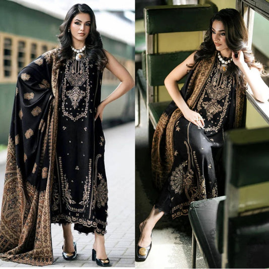 3PCS Izel Embroidered Dhanak Winter Collection D-90