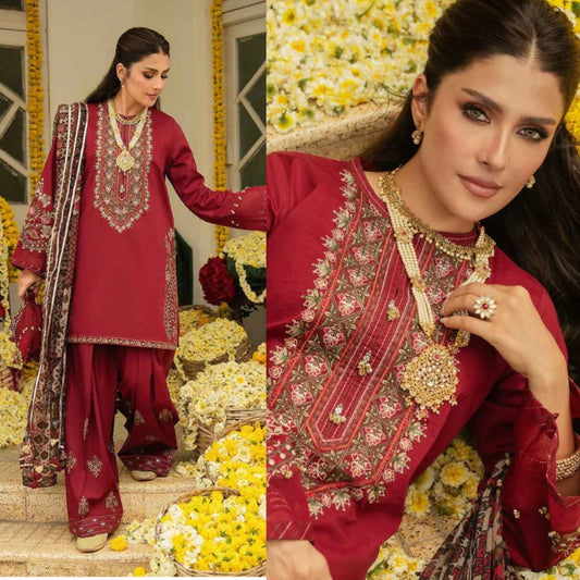 3PCS Sapphire Embroidered Dhanak Winter Collection D-68