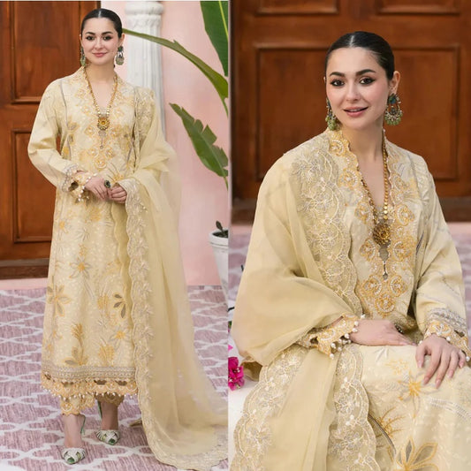 3PCS Maryam Embroidered Dhanak Winter Collection- D-66