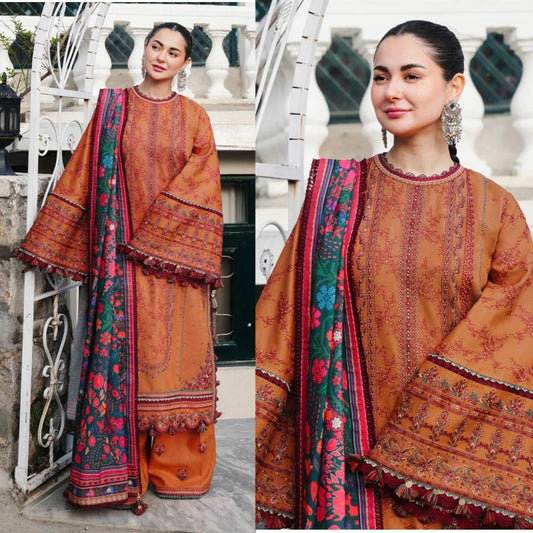 3PCS laam Embroidered Dhanak Winter Collection  D-65
