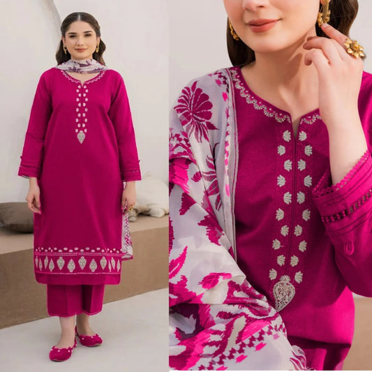 3PCS Zarashahjhan Embroidered Dhanak Winter Collection  COCO-163