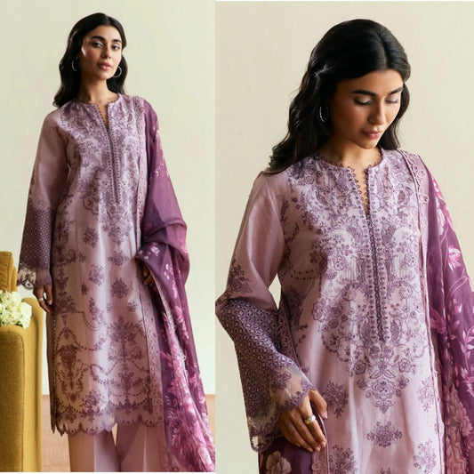 3PCS Zarashahjhan Embroidered Dhanak Winter Collection COCO-1577