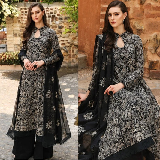 3PCS Bareeze Embroidered  Dhanak Winter Collection jungle Bari