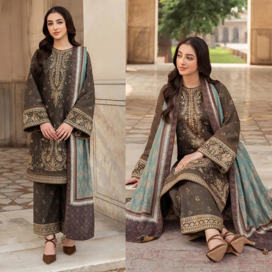 A+ 3PCS jazmin Embroidered Dhanak Winter Collection D-30