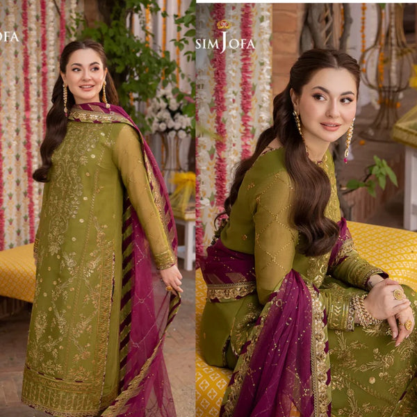 3PCS Asim Jofa Lawn Embroidered With Chiffon Embroidered Dupatta Lawn Collection ULM-1032