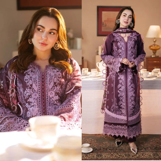 3PCS Embroidered Shirt with Digital Printed Jacquard Dupatta Lawn Collection ULM-1429
