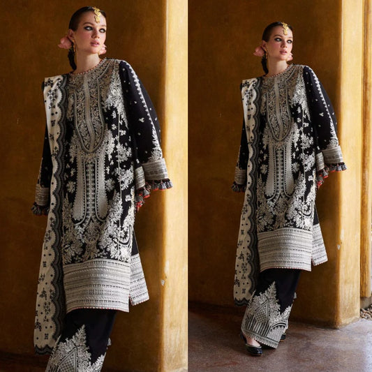 3PCS Embroidered Shirt with Organza Embroidered Dupatta Lawn Collection ULM-1372