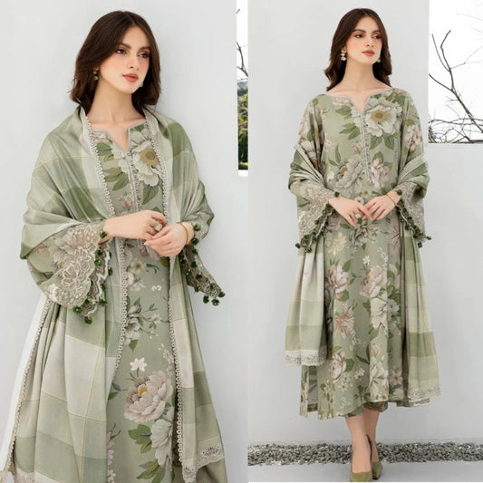 3PCS BAROQUE Lawn Printed Shirt With Voile Printed Dupatta Lawn Collection ULM-1509