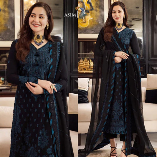 3PCS Embroidered Shirt with Organza Embroidered Dupatta Lawn Collection ULM-1064