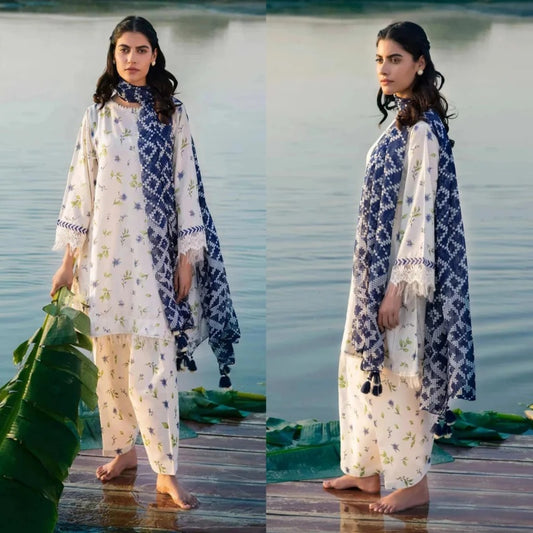 MARIA B 3PC KARANDI PRINTED SHIRT WITH KARANDI PRINTED DUAPTTA AND TROUSER Winter Colection Volume 3 LM-814