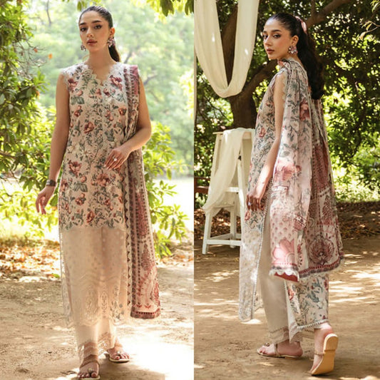 3PCS Lawn Printed Shirt With Digital Printed Dupatta Lawn Collection ULM-1615
