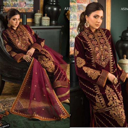3PCS suit Embroidered Velvet Winter Collection 977