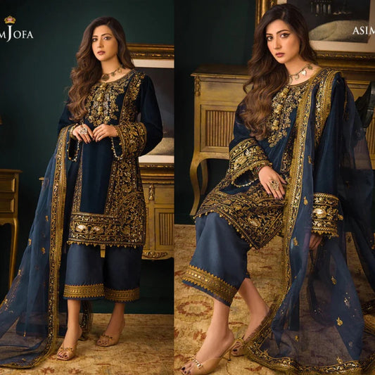 3PCS Embroidered Velvet Winter Collection 973