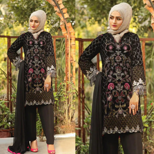 3PCS Embroidered Velvet Winter Collection 7006