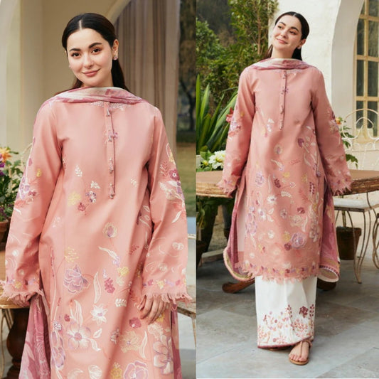 3PCS Dhanak- Embroidered Shirt with Digital Printed Wool Shawl Winter Collection ULM-3188