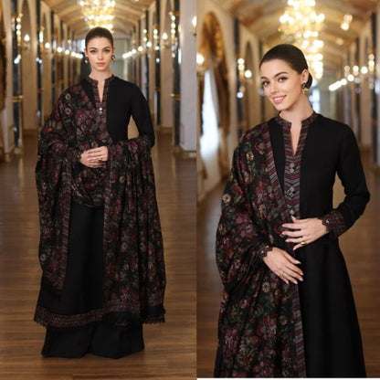 3PCS Dhanak- Embroidered Shirt with Dhanak Embroidered Shawl Winter Collection ULM-189